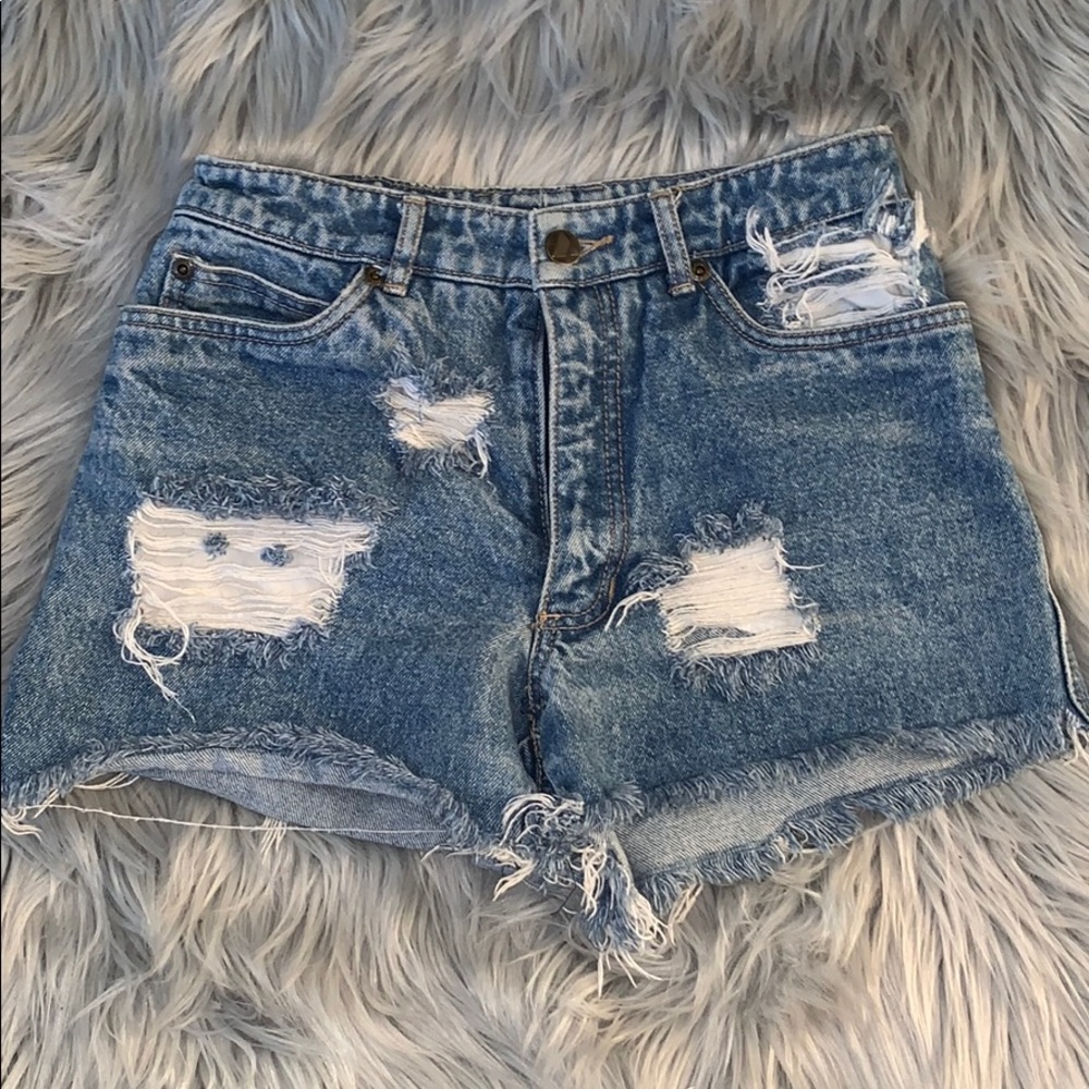High waisted jean shorts